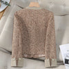 Korean Vintage Tweed Short Jackets Streetwear Slim Coat Spring Long Sleeve All-Match Wool Blend Elegant Blazer Jacket Female Top