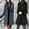 Winter Warm Mid-length Woolen Coat Women's Fall & Winter Long Sleeve Cotton Jacket with Hood Double-breasted Outerwear