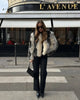 Women Color Block Faux Fur Coat Casual Round Neck Long-sleeved Fluffy Warm Crop Coats Winter Lady Chic Daily Street Jacket