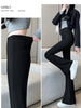 Black Front Split Flares Pants Women High Waist Elastic Slim Fit Wide Leg Pants Woman Y2K Simple Trousers