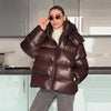 Solid Hooded Padded Jacket Women's Warm Long Sleeve Oversized Jacket Autumn Winter Lady High Street Outerwear