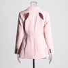Patchwork Button Slim Blazer For Women Notched Collar Long Sleeve Spliced Pockets Hollow Out Designer Coat Female