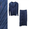 Women's Textured Pleated Blazer Set Elegant Loose Coat And Straight Skirts Lightweight Two Pieces Sets 2DB7888
