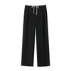 Women Solid Lace Up Side Zipper Straight Pants Vintage High Elastic Waist Female Chic Lady Trousers