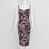 Sexy Vintage Quality Flower Print Gauze Bandage Evening Dress Women Party Bustier Elegant Ladies Vestido Knitted Dresses