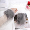 1Pair Faux Fur Wrist Cuffs For Wool Coat Jackets Women's Arm Warmers Elastic Furry Wristbands Sleeves Cuffs Winter Wrist Cuff