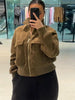 Vintage Faux Suede Jackets Women's Slim Full Sleeves Zipper Stand Collar Cropped Coats Ladies Autumn Solid Streetwear