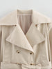 women's British wind trench coat style double-breasted long sleeve belt lapel jacket short coat