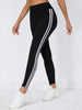 Women's Soft Leggings With White Striped, High Waist Stretch Workout Running Tight Pants