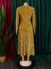 Vintage Sequin Women Church Swing Dresses Long Sleeve O-Neck High Waist Elegant Glitter Banquet Party Evening Dress