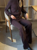 Women's Autumn Winter Knit Cardigan Pants Set Slim Fit Long Sleeve Long Trousers Simple Solid Color Sweater Suit