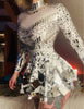 Women Sparkly Sequins Mirror Long Sleeve Mesh Sexy Mini Dress Night Party Club Dancer Performance Celebrity Stage Outfit