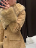 Faux Collar Suede Jacket Women Lapel Full Sleeve Plush Cuff Casual Short Jackets Lady Daily Commute Street Outwear