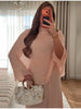 Minimalist Pink Chiffon Stand Collar Dresses Women Slim Fit Layered Shawl Sleeve Vestido Summer Beach Vacation Daily Gown