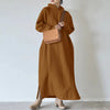 Women Loose Hooded Long Maxi Dress Spring Autumn Female Tie Collar Long Sleeve Baggy Straight Sweatshirt Dresses JYFS-2175