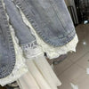 Spring Autumn lace Stitching Denim Vest Jacket Women's Korean Sleevele Waistcoat Cowboy Vest Coat Female Casual Ladies Tops