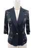 Elegant Single Button Lace Spliced Suit Collar Jacket For Women Half Sleeved Lace Hollow Out Slim White Black Lightweight Coat