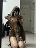 Spring Gothic Brown Vintage 3 Piece Set Women Sexy Lace Y2k Party Mini Pants Suit Female Korean Retro Designer Outfits