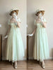 Handmade Regency Empire Waist Lolita Gown Women Green Beaded Lace Formal Dress French Elegant Party Outfit Chic Retro