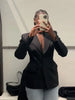 Notched Black Blazer Coats For Women Elegant Single Breasted Suit Jacket Female Long Sleeve OL Chic Street Outerwear