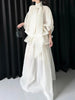Loose Minimalist Elegant Dresses For Women High Neck Half Sleeves Patchwork Folds Elegant Dress Female Clothing