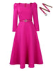 Autumn Stylish Women Evening Party Dress Long Puff Sleeve Elegant Pleated A-Line Gowns Birthday Wedding Celebrate Robes