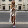 Women's Crinkle Windbreaker Jacket Lapel Full Sleeve Single-Breasted Long Trench Coat Autumn Daily Lady Chic Outwears