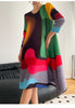 Pleated Printed Skirt Spring Autumn Temperament Plus Size Large Swing High Waist Casual Dresses for Women