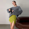 Vintage Solid Suede Skirt Two Piece Set Women Stand Collar Full Sleeve Zipper Jacket Mini Skirts Autumn Lady Streetwear