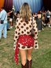 Sexy Single-Breasted Dress Women Silk Scarf Strap Patchwork Full Sleeve Polka Dot Print Hottie Music Festival Bodycon