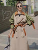 Trench Coat Women's Chic Splicing Color Block Lapel Double Breasted Long Windbreaker Belt Coat Spring 2DA1718