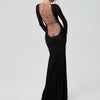 Black Long Sleeve Transparent Lace Dress for Women Sexy Floor-length Evening Dress Slim Party Club Dresses Red Christmas Dress