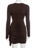 Sexy O-neck Long Sleeve Bandage Solid Short Dress Streetwear Women's Elegant High Waist Tunics Ruched Party Club Dresses