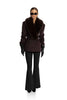 Women Short Fitted Wool Blend Coat, Wide Faux Fur Lapel Collar, Double Breasted Elegant Slim Waist Winter Outerwear For Female