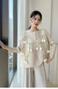 Design Bowknot Flower Women's Pleated Shirt Coat O-neck Elastic Loose Long Sleeve Sweet Temperament Chic Top