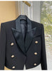 Brand Autumn Cropped Jackets Women Black Blazer Lapel Metal Button Long Sleeves Office Lady Coat Cropped Blazer Short Top