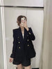 Women jacket Autumn Double Breasted Tweed Check Blazer Coat Vintage Long Sleeve Pockets Female Outerwear Chic