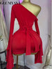 Women Drop Shoulder Flare Sleeve Ruffles Side Bodycon Midi Mini Dress Birthday Holiday Dresses Vestidos