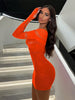 Women's Sexy Dress Hollow Out Nightclub Mesh Long Sleeve Dress