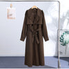 High Street Brown Belted Trench Coats Women's Loose Lapel Lace-up Button Full Sleeve Windbreakers Autumn Ladies Outwear