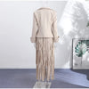 Women Two-Piece Set Turn‑Down Collar Long Sleeve Cinched Waist Blazer Maxi Fringe Slit Skirts Elegant Chic Outfits