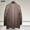 Women's Autumn Winter Vintage Pockets Wool Blazer Coat Casual Solid Long Sleeves Loose Outerwear Ladies