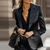 Women printing Jacquard Blazer Slim Fit Long Sleeve Lapel Suit Jacket Casual Formal Office Work Outerwear Black jacket suit Coat