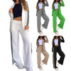 2 Pcs Set Women s Formal Coat Pants Set Autumn Winter Long Sleeves Jacket Loose Striped Wide Leg Casual Suit Outfit