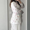 Women Blazer Lace-up Blazer for Women Printed Lapels Ladies Blazer Top Elegance Chic Women Coat