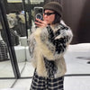 Print Faux Fur Jackets Women Loose O Neck Long Sleeves Fluffy Warm Parka Female Winter Chic Street Outwears