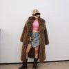 Colorful Fahionable Faux Fur Mongolian Jacket Long Tailored Collar Plush Winter Coat for Women Elegant Loose Fit Outerwear
