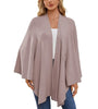 Elegant Shawl Wraps Soft Open Front Poncho Sweater Women Loose V-Neck Cape Casual Solid Color Soft Open Front Poncho Bat Shirt