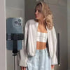 Women's Jackets Cropped Loose Outerwears Red Grey Off White Black Jacket Zip Up Long Sleeve Top Casual Varsity Bomber Coat