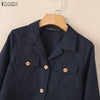 Women's Casual Lapel Neck Jackets 3/4 Sleeves Solid Color Button Up Lightweight Coats Spring Office Wear Woman Outerwear